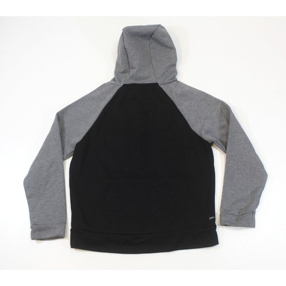 Nike‎ Youth Sz L Hoodie Pullover Unisex Dri-Fit Gray Orange Swoosh Front Pocket - Picture 2 of 3